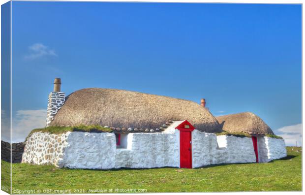 Tiree Thatched Cottage Hebridean Black House Western Isles Canvas Print by OBT imaging