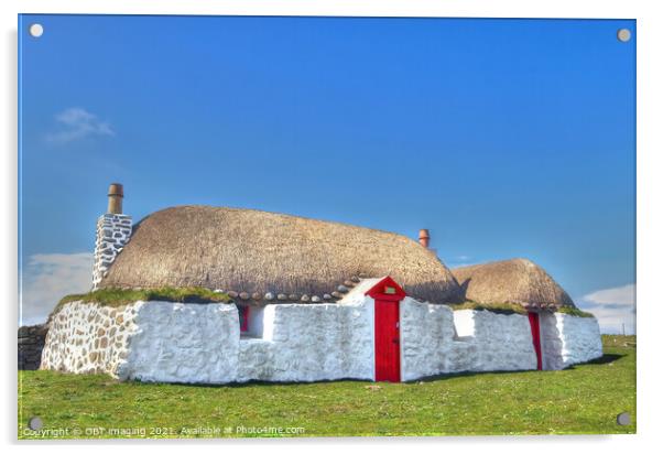 Tiree Thatched Cottage Hebridean Black House Western Isles Acrylic by OBT imaging