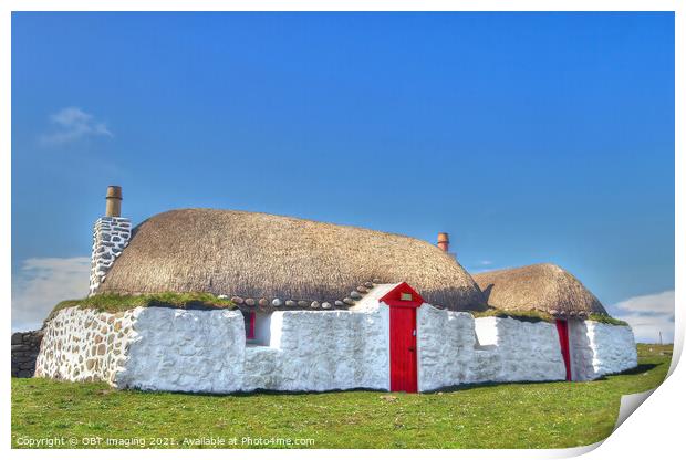 Tiree Thatched Cottage Hebridean Black House Western Isles Print by OBT imaging