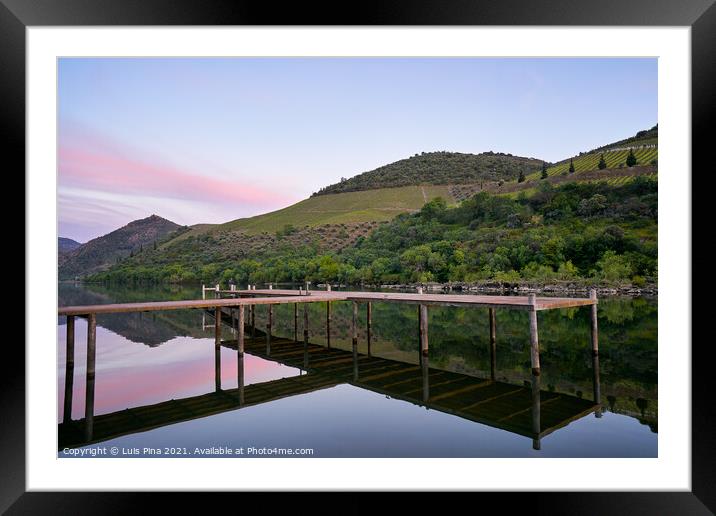 Douro river wine region vineyard landscape at sunset in Foz Tua, Portugal Framed Mounted Print by Luis Pina