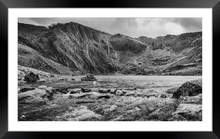 Water running from Lake Idwal Framed Mounted Print by Jason Wells