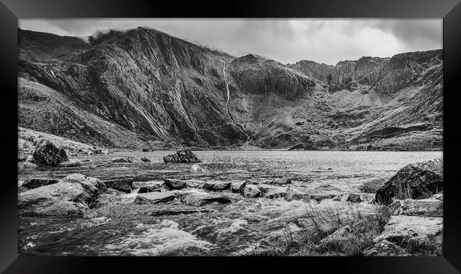 Water running from Lake Idwal Framed Print by Jason Wells