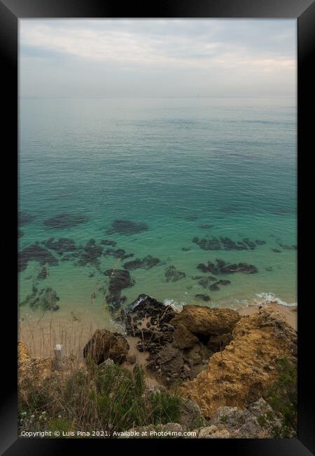 Paradise turquoise green calm transparent water with rocks Framed Print by Luis Pina
