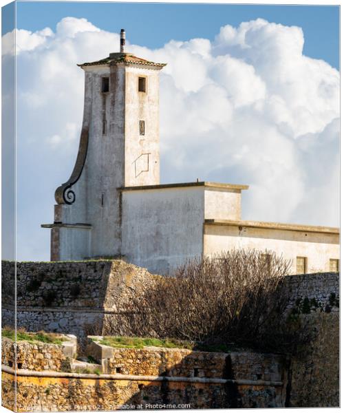 Peniche Fortress with beautiful historic white building and walls, in Portugal Canvas Print by Luis Pina