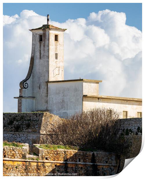 Peniche Fortress with beautiful historic white building and walls, in Portugal Print by Luis Pina