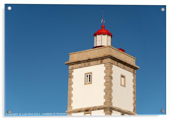 Cabo Carvoeiro Cape Lighthouse white building in Peniche, Portugal Acrylic by Luis Pina