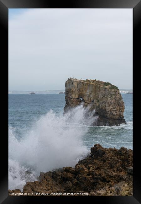 Sea cliffs in Papoa Cabo Carvoeiro Cape in Peniche, Portugal Framed Print by Luis Pina