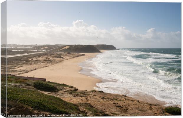 Santa Rita beautiful big and empty beach in Portugal Canvas Print by Luis Pina