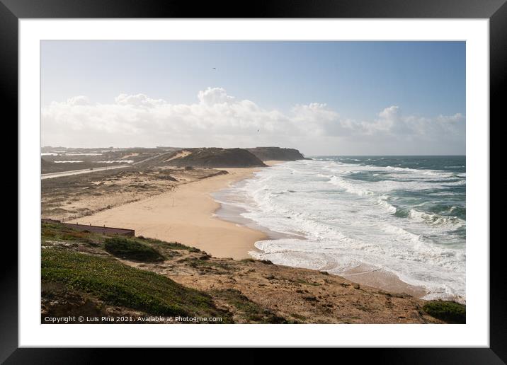 Santa Rita beautiful big and empty beach in Portugal Framed Mounted Print by Luis Pina