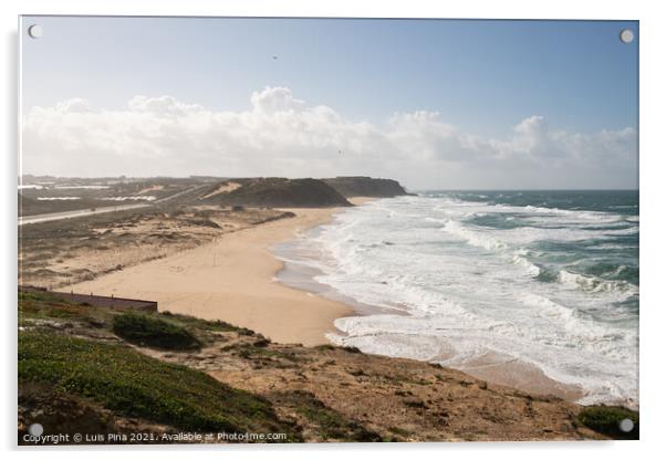 Santa Rita beautiful big and empty beach in Portugal Acrylic by Luis Pina