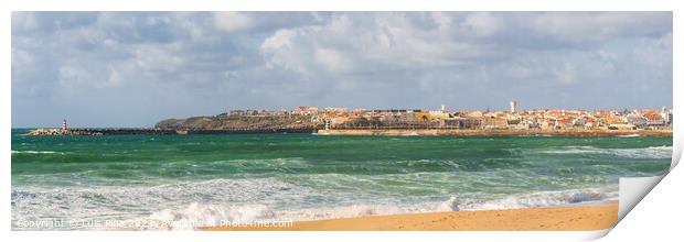 Panorama of Supertubos beach in Peniche, Portugal Print by Luis Pina