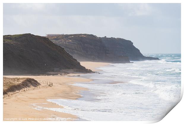 Santa Rita beautiful big and empty beach in Portugal Print by Luis Pina