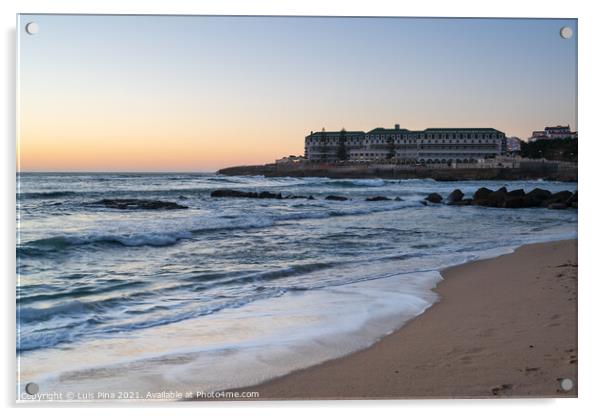Ericeira Vila Gale Hotel at sunset with Baleia beach in Portugal Acrylic by Luis Pina