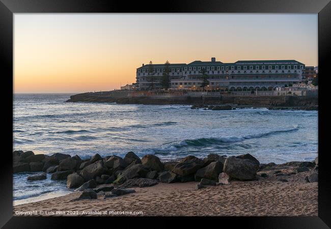 Ericeira Vila Gale Hotel at sunset with Baleia beach in Portugal Framed Print by Luis Pina