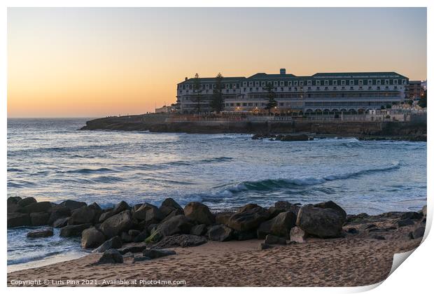 Ericeira Vila Gale Hotel at sunset with Baleia beach in Portugal Print by Luis Pina