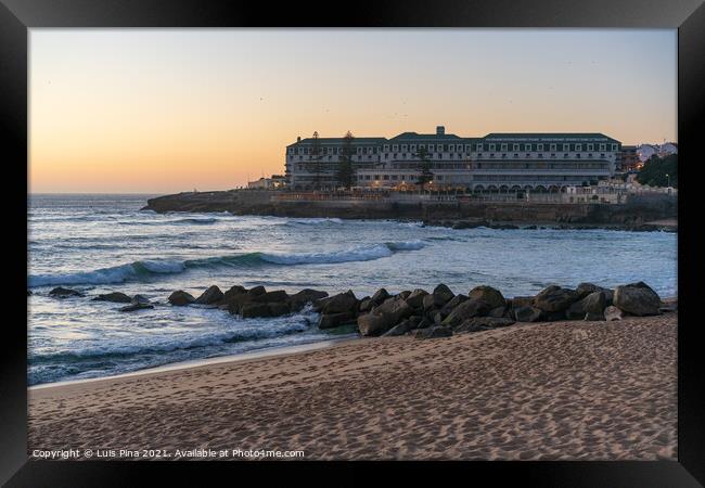 Ericeira Vila Gale Hotel at sunset with Baleia beach in Portugal Framed Print by Luis Pina