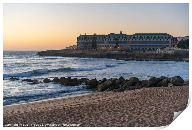 Ericeira Vila Gale Hotel at sunset with Baleia beach in Portugal Print by Luis Pina