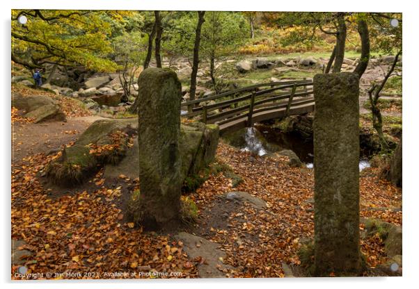 Burbage Brook Bridge at Padley Gorge Acrylic by Jim Monk