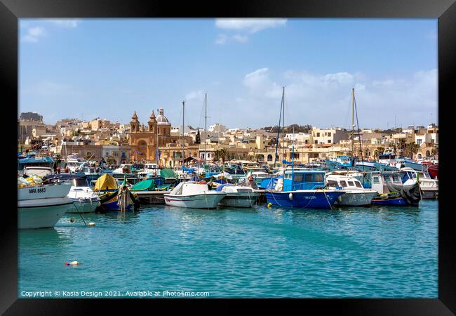 Marsaxlokk Harbour, Malta Framed Print by Kasia Design