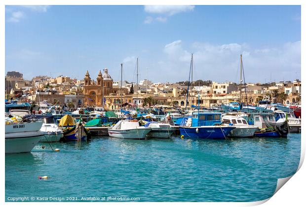 Marsaxlokk Harbour, Malta Print by Kasia Design