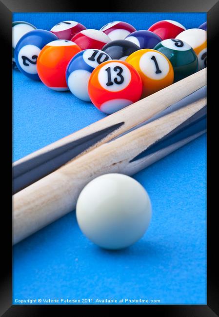 Pool Balls Framed Print by Valerie Paterson