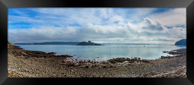 Drake's Island from Firestone Bay, Plymouth. Framed Print by Maggie McCall