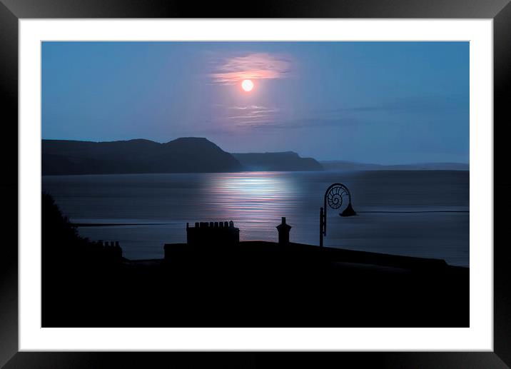 Lyme Regis By Moonlight  Framed Mounted Print by Alison Chambers