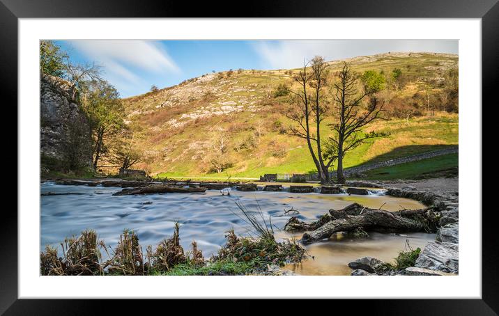 Dovedale stepping stones Framed Mounted Print by Jason Wells