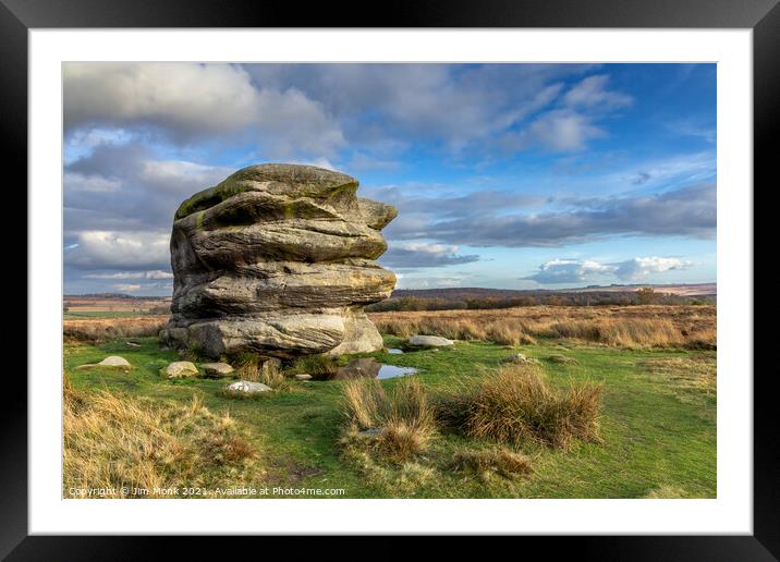 Eagle Stone, Peak District Framed Mounted Print by Jim Monk