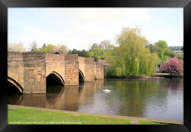 Medieval Bridge, Bakewell, Derbyshire. Framed Print by john hill