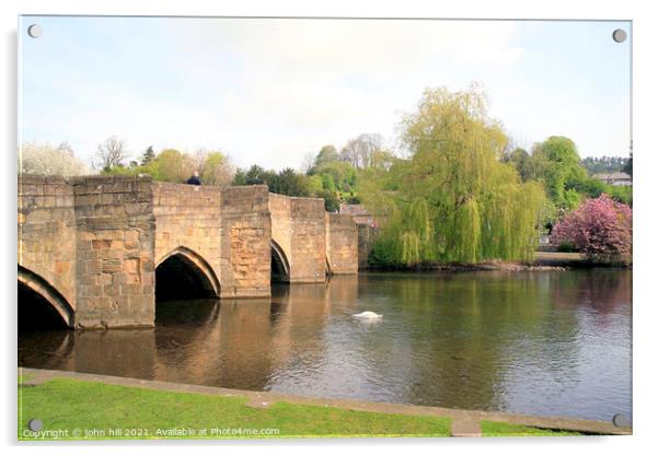 Medieval Bridge, Bakewell, Derbyshire. Acrylic by john hill