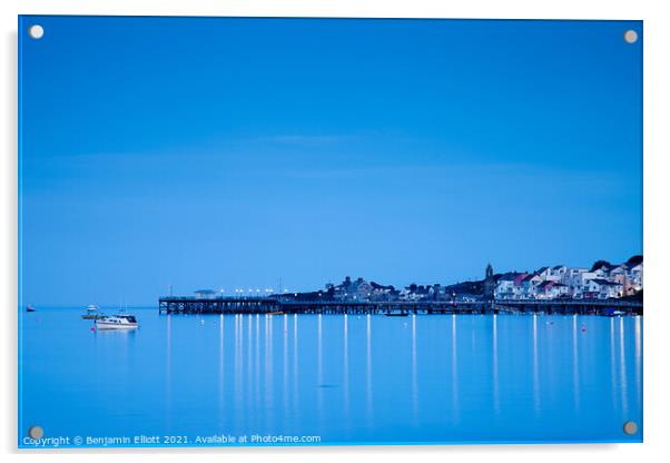 Swanage pier at dusk Acrylic by Benjamin Elliott