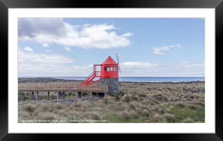 Windmill at Lajes do Pico Framed Mounted Print by Margaret Ryan