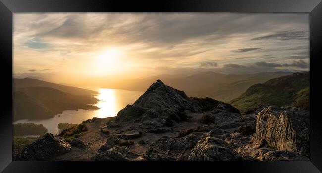 A hazy sunset over Loch Katrine  Framed Print by Anthony McGeever