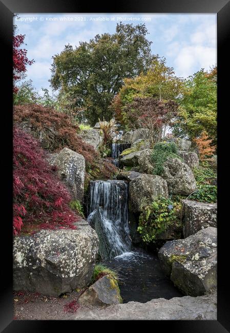Rockery waterfall Framed Print by Kevin White