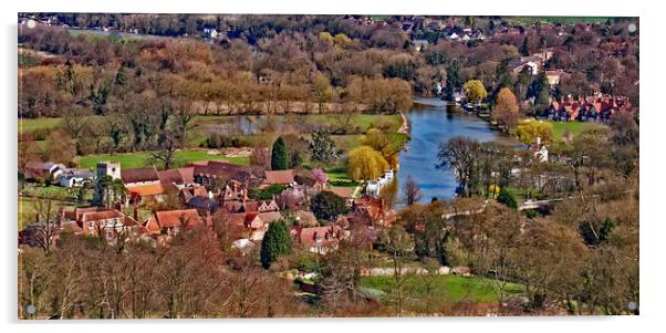 Above Streatley and Goring on Thames Acrylic by Joyce Storey