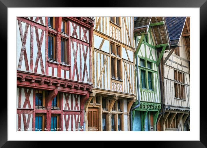 Charming Medieval Street in France Framed Mounted Print by Roger Mechan