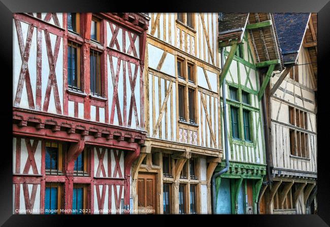 Charming Medieval Street in France Framed Print by Roger Mechan