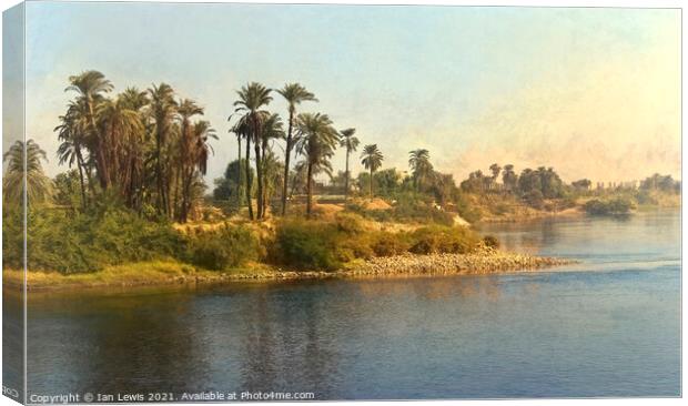 Palm Lined Banks of The Nile Canvas Print by Ian Lewis