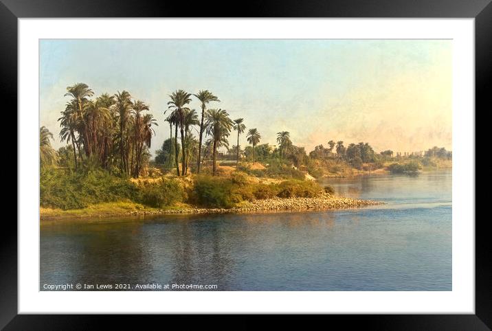 Palm Lined Banks of The Nile Framed Mounted Print by Ian Lewis
