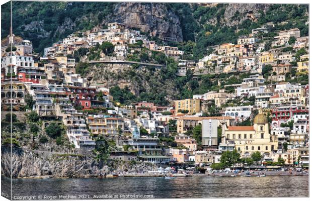 Colours of Positano Canvas Print by Roger Mechan