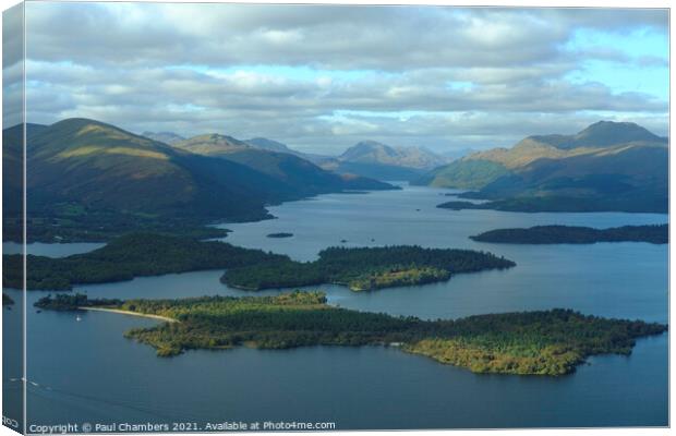 Aerial View Loch Lomond Canvas Print by Paul Chambers