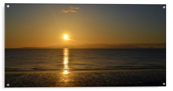 Lovely Arran sunset seen from Prestwick beach Acrylic by Allan Durward Photography