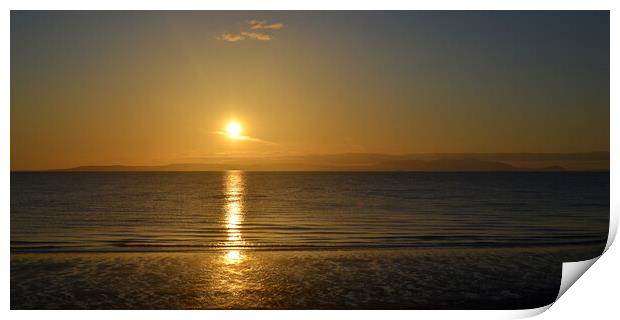 Lovely Arran sunset seen from Prestwick beach Print by Allan Durward Photography