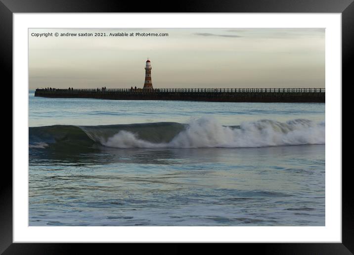 WAVE LIGHTHOUSE Framed Mounted Print by andrew saxton