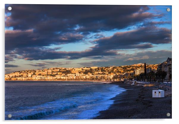 City Skyline of Nice in France at Sunrise Acrylic by Artur Bogacki