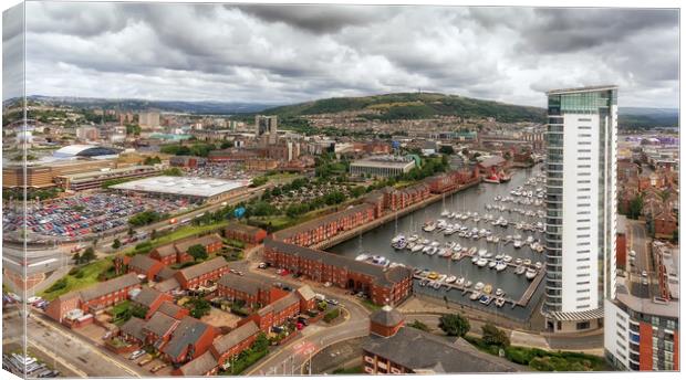 Drone view of Swansea City East view Canvas Print by Leighton Collins