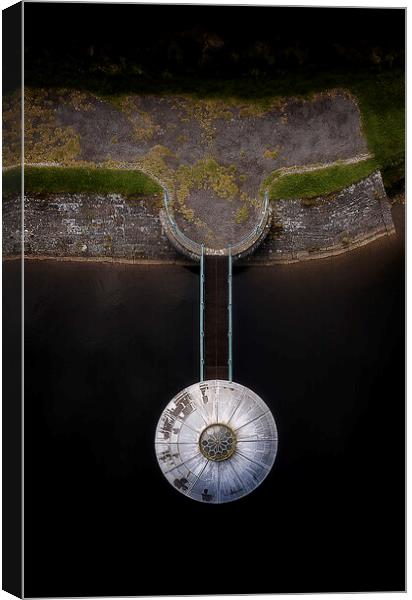 Drone view of the Upper Lliw Valley Reservoir Canvas Print by Leighton Collins