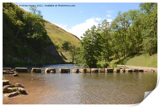 Stepping Stones at Dovedale. Print by Andrew Heaps