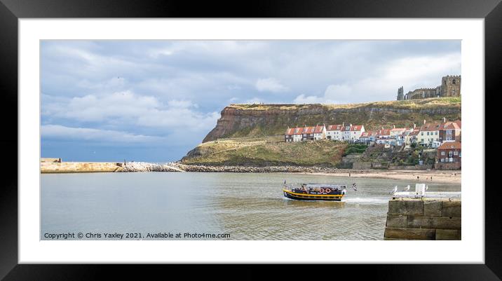 Pleasure boat in Whitby Harbour Framed Mounted Print by Chris Yaxley